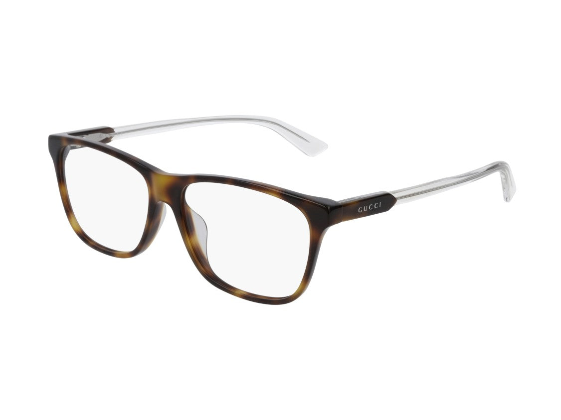 Gucci Gg0492oa Clear Arm Tortoiseshell Square Eyeglasses