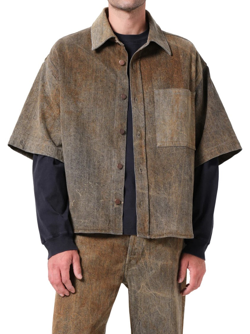 Agolde Boxy Cropped Shirt With Classic Collar