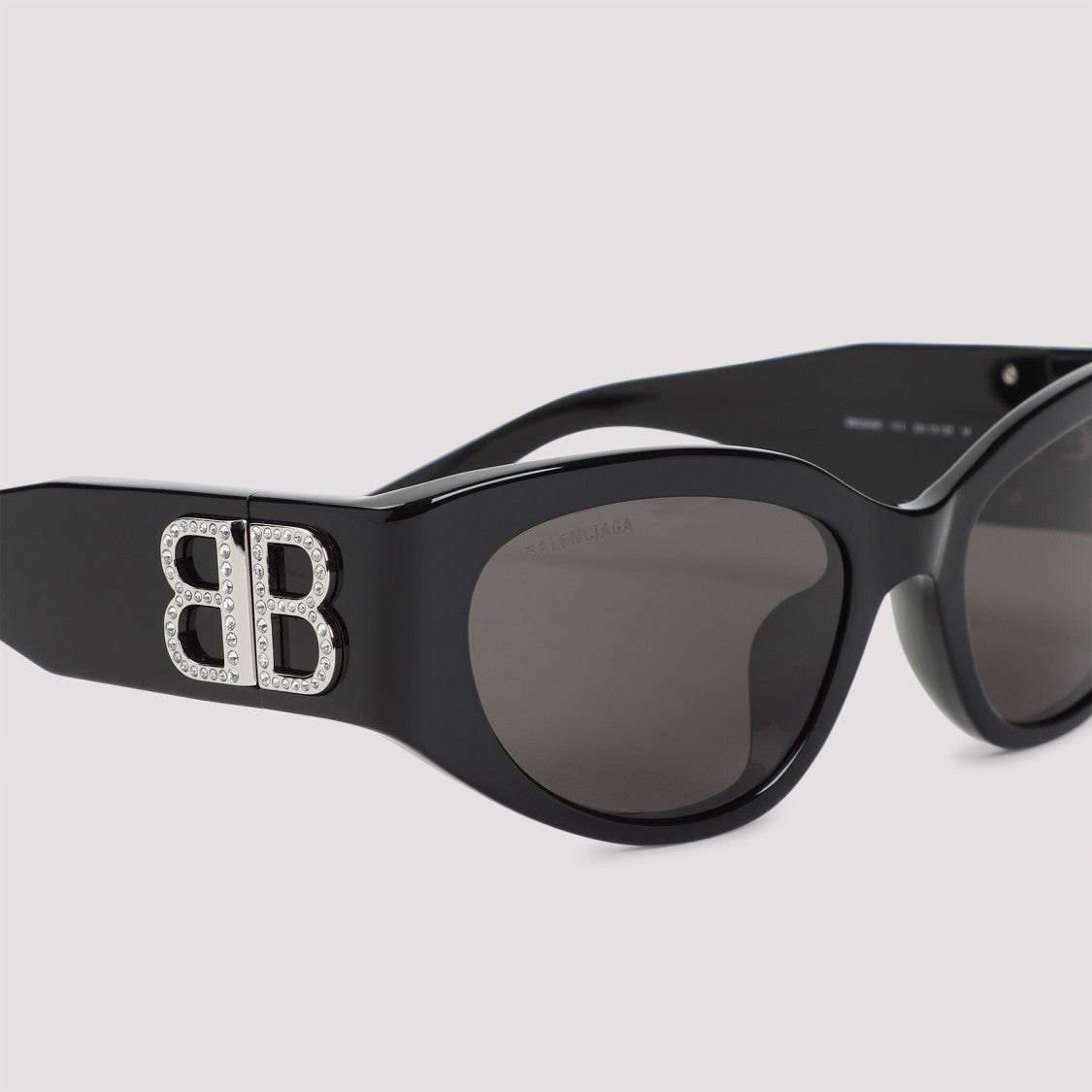 Balenciaga Oversized Black Acetate Sunglasses With Rhinestone Accents