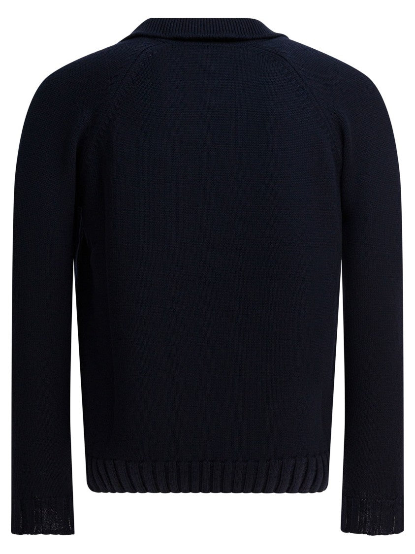 Zanone Blue Notte Slim Fit Wool Polo Sweater