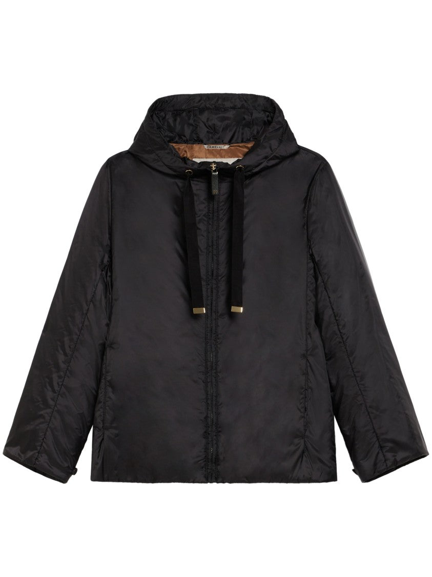 Max Mara Black Jacket With Oversized Silhouette And Drawstring Hood