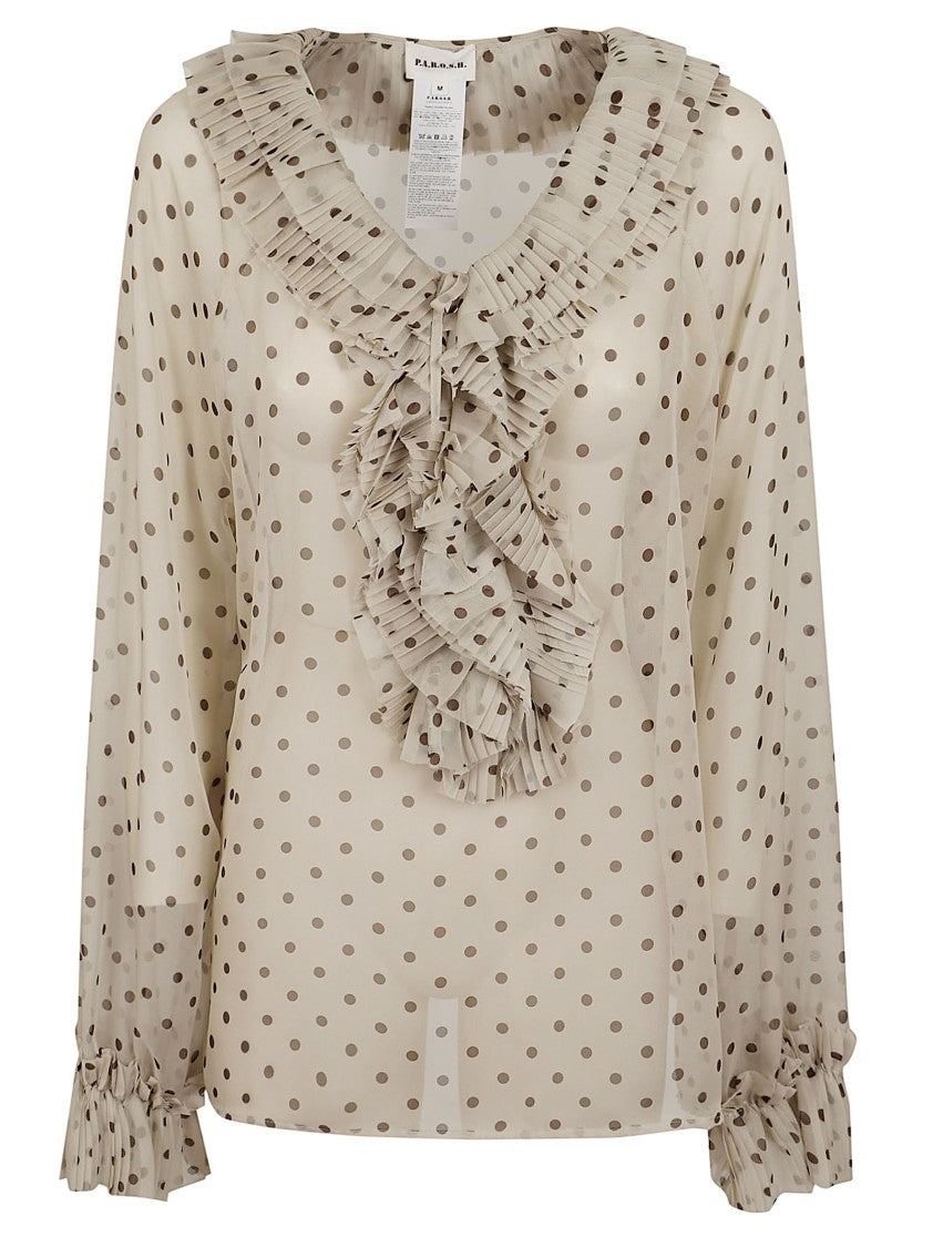 Parosh Sheer Silk Blouse With Polka Dot Pattern