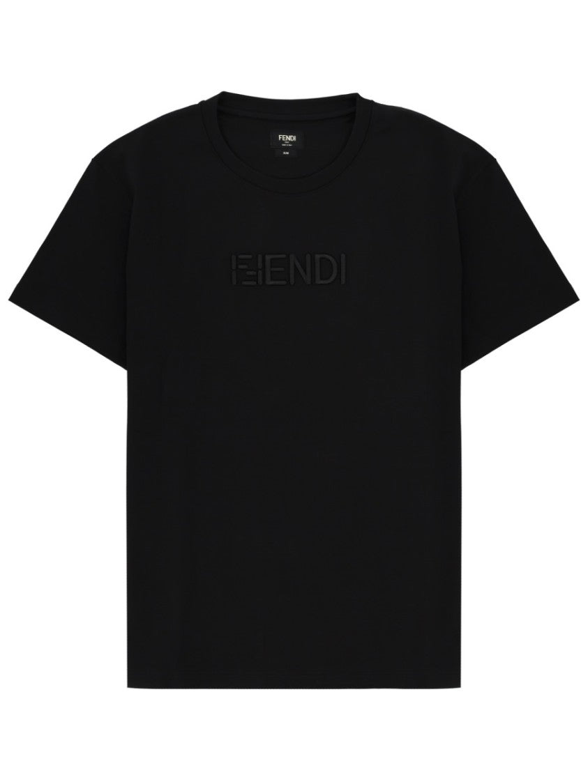 Fendi 3D Embossed Logo Short-Sleeve Cotton T-Shirt