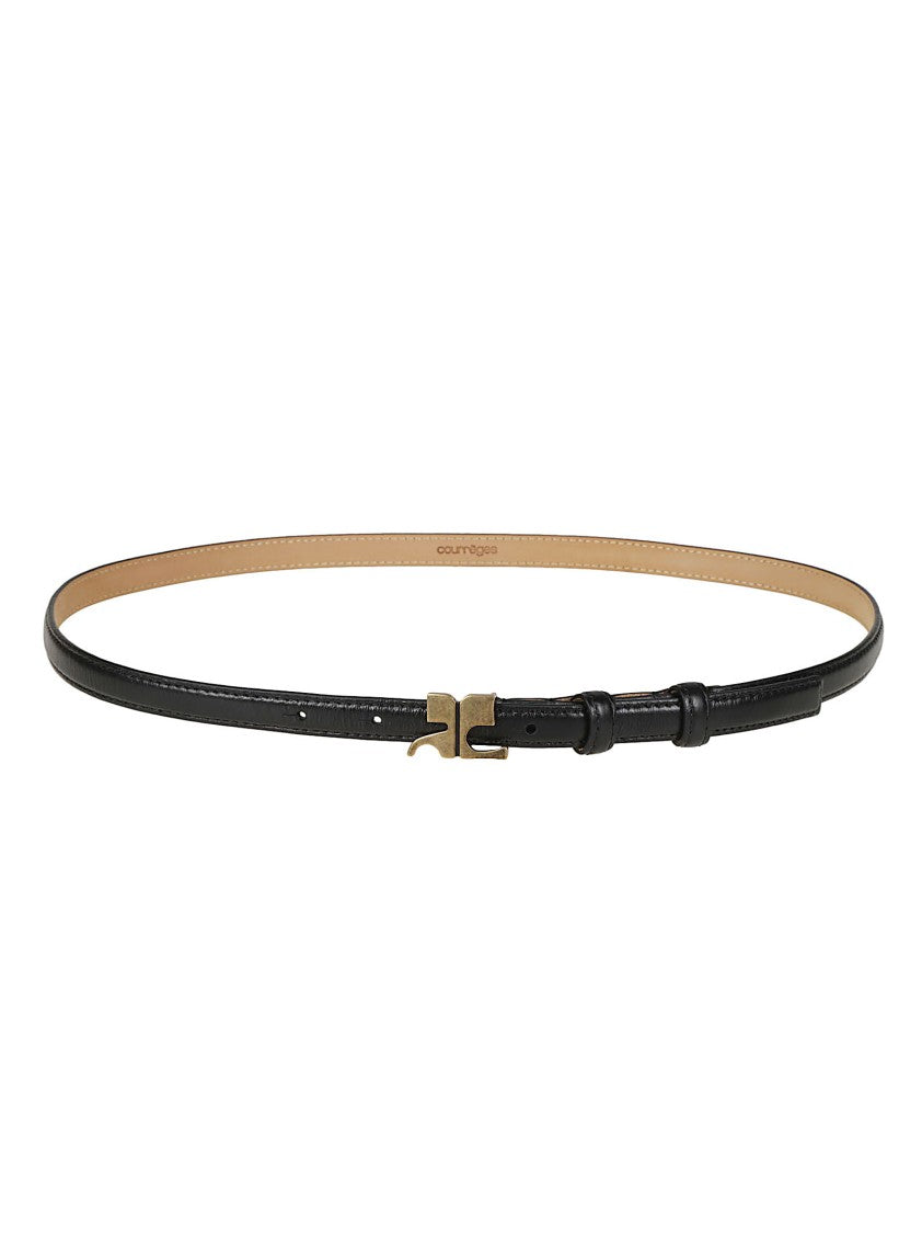 Courrèges Black Ac Slim Cow Leather Belt