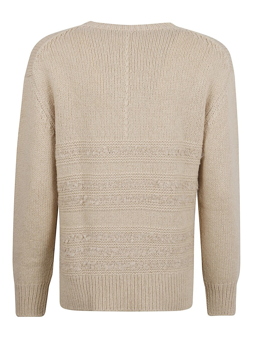 Fabiana Filippi Camel Crew Neck Sweater With Bouclé Inserts