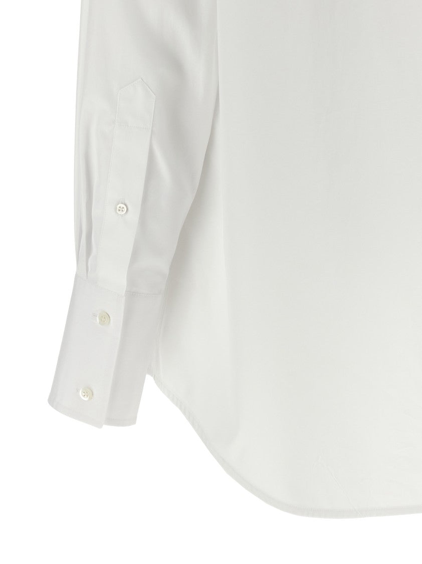 Maison Margiela V-Neck Poplin Shirt With Raw Trim
