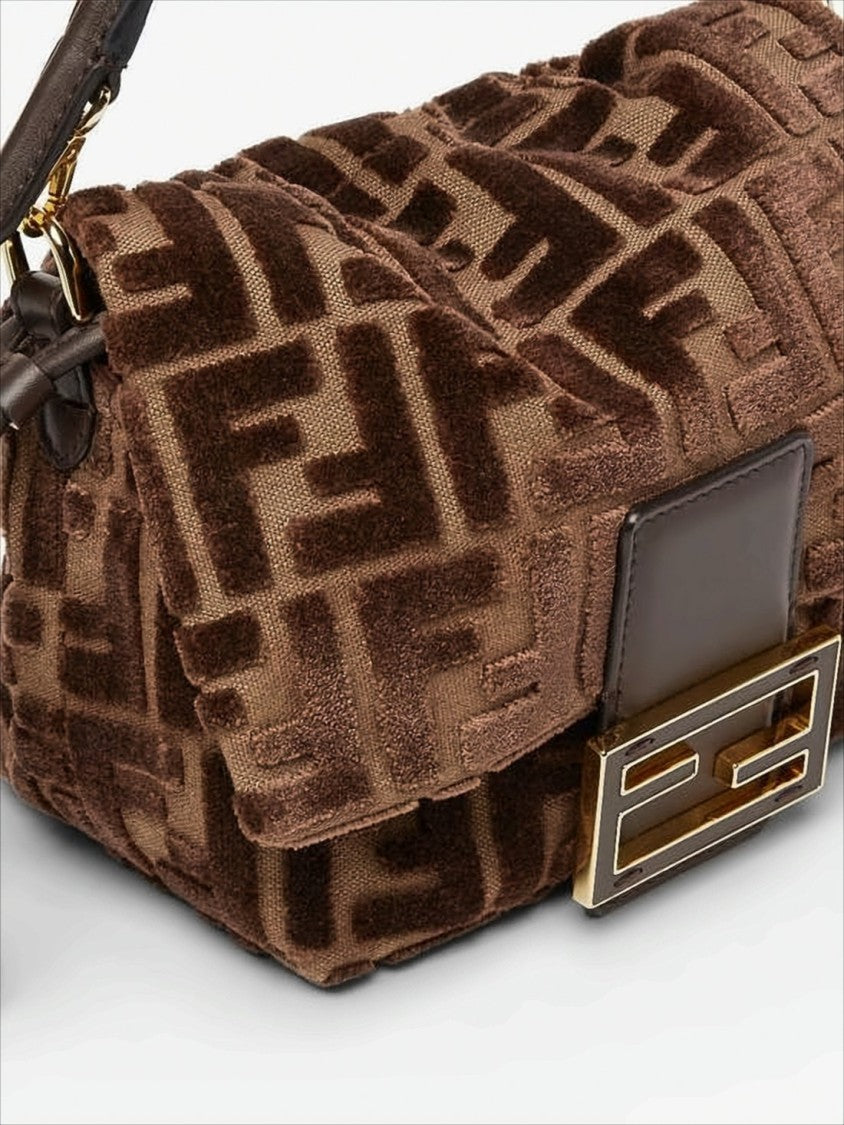Fendi Textured Brown Fendi Shoulder Bag