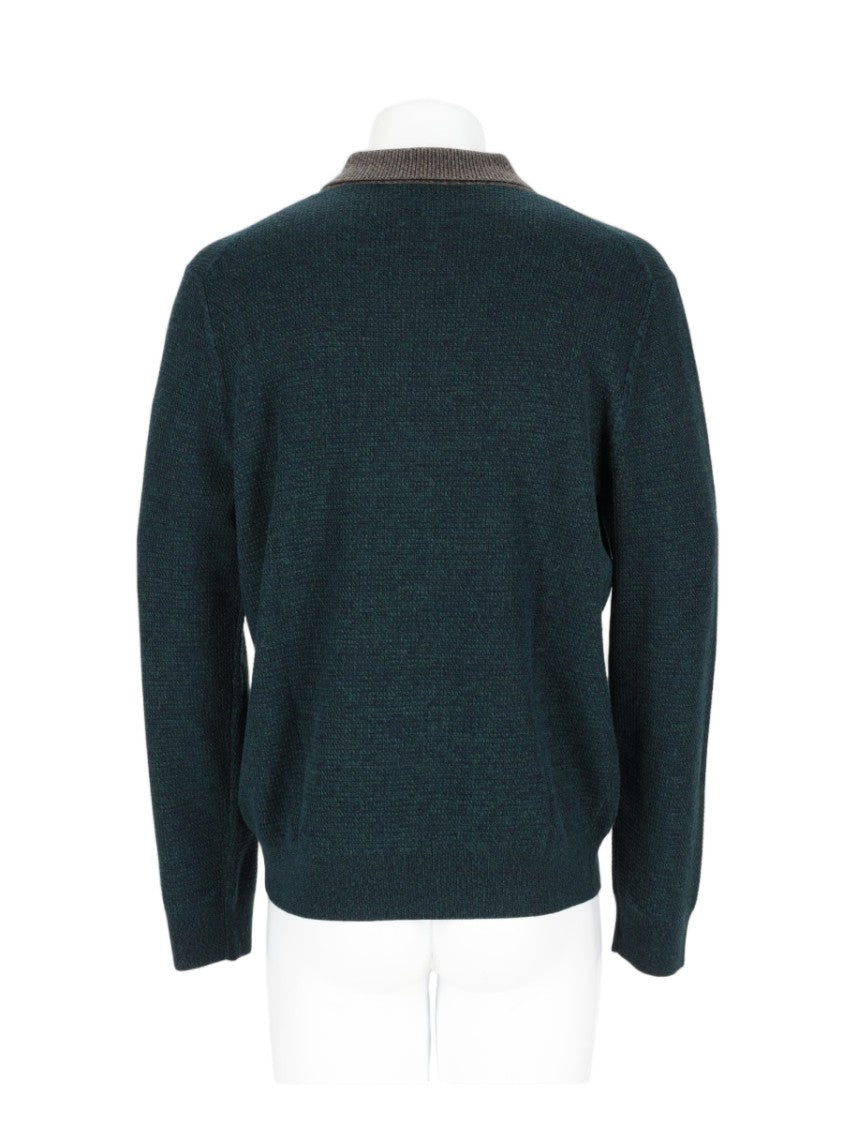 Paul Smith Green Merino Wool-Blend Long-Sleeve Knit Polo Shirt