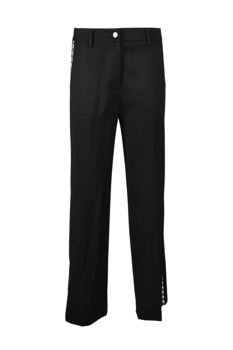 Spell By Access Fashion Black Trousers With Houndstooth Side Panels And Cropped Length