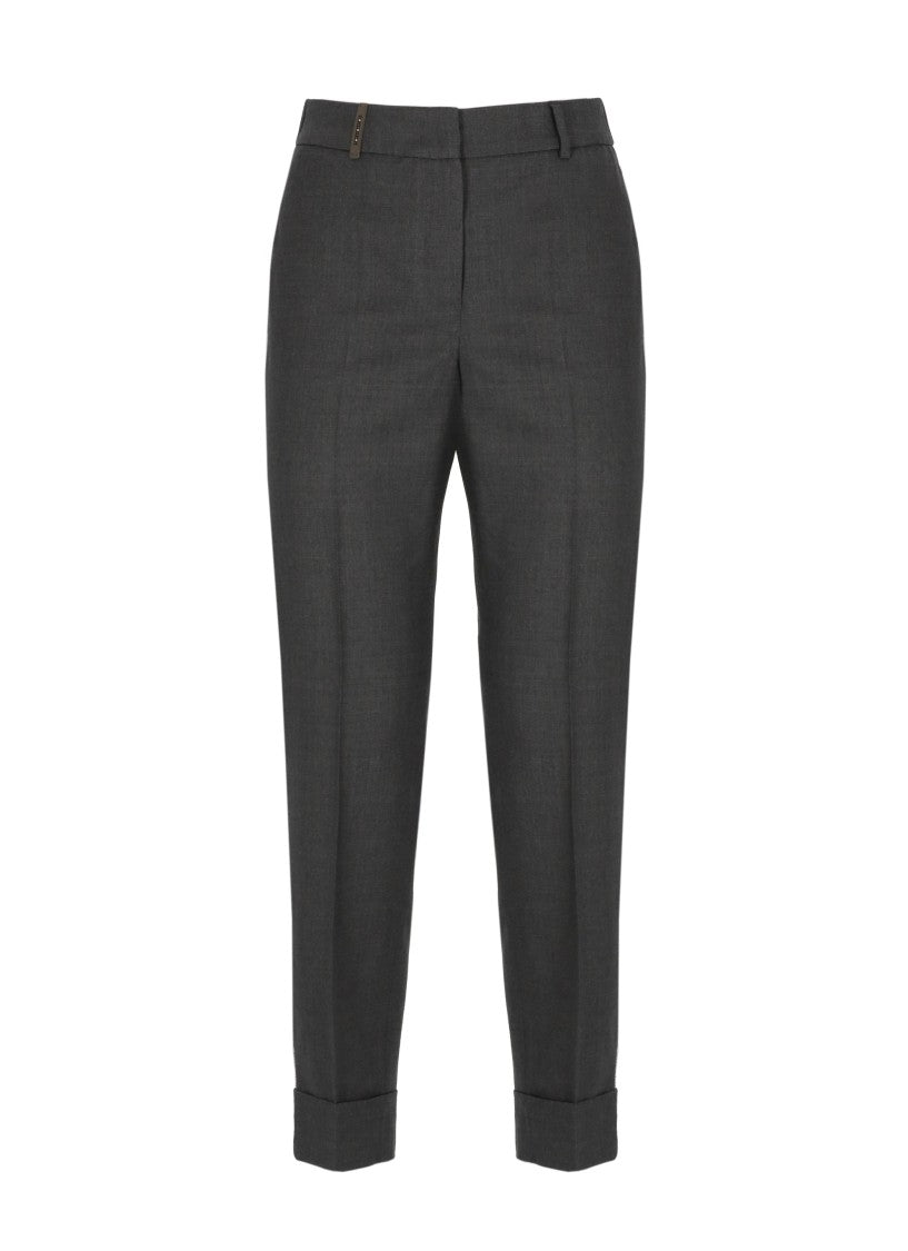 Peserico Tailored Grey Pants With Subtle Glitter Accents