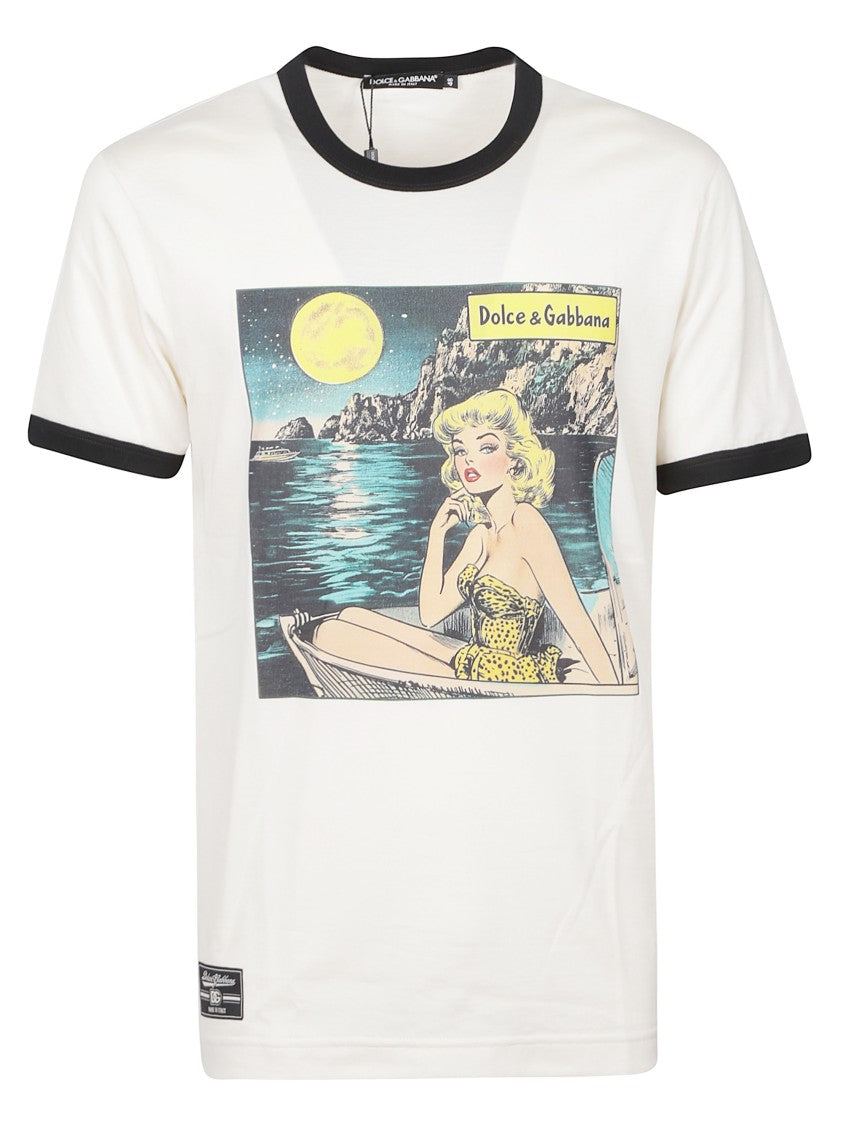 Dolce & Gabbana Graphic Print Cotton T-Shirt With Retro Design