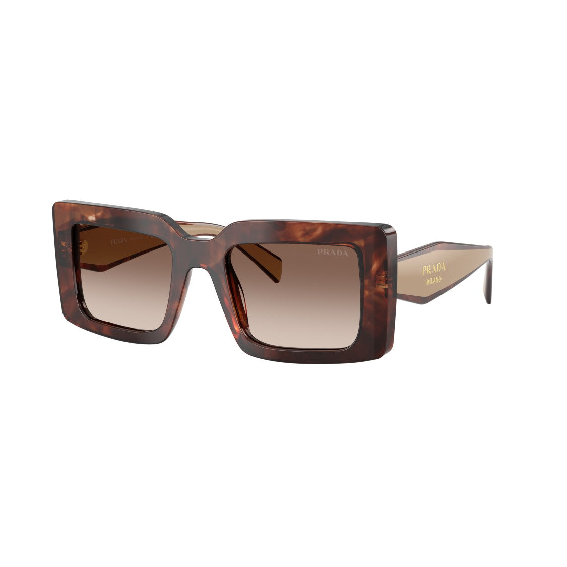 Prada 0Pr D01s Oversized Rectangular Tortoiseshell Sunglasses