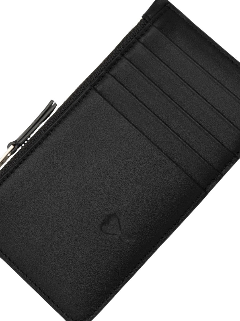 Ami Paris Zipped Card Holder Ami De Coeur Leather Wallet
