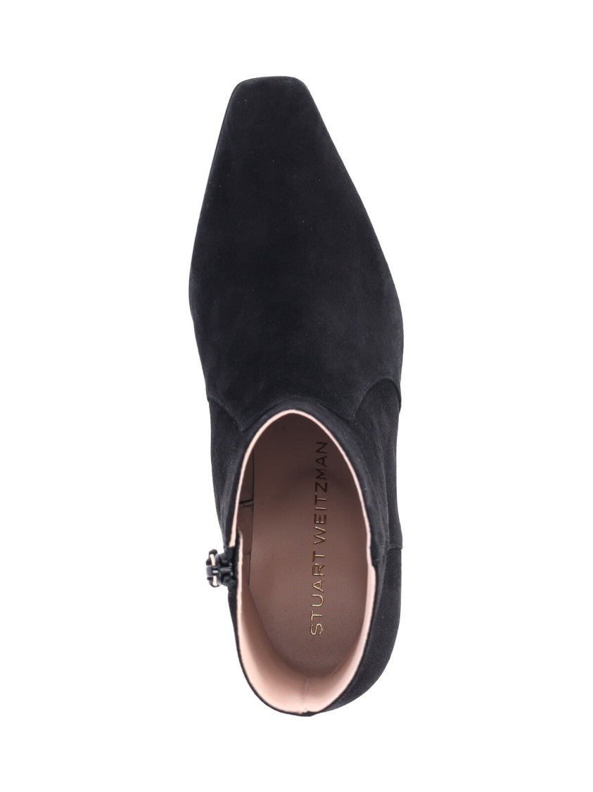 Stuart Weitzman Black Stassi Zip 50 Suede Ankle Boots