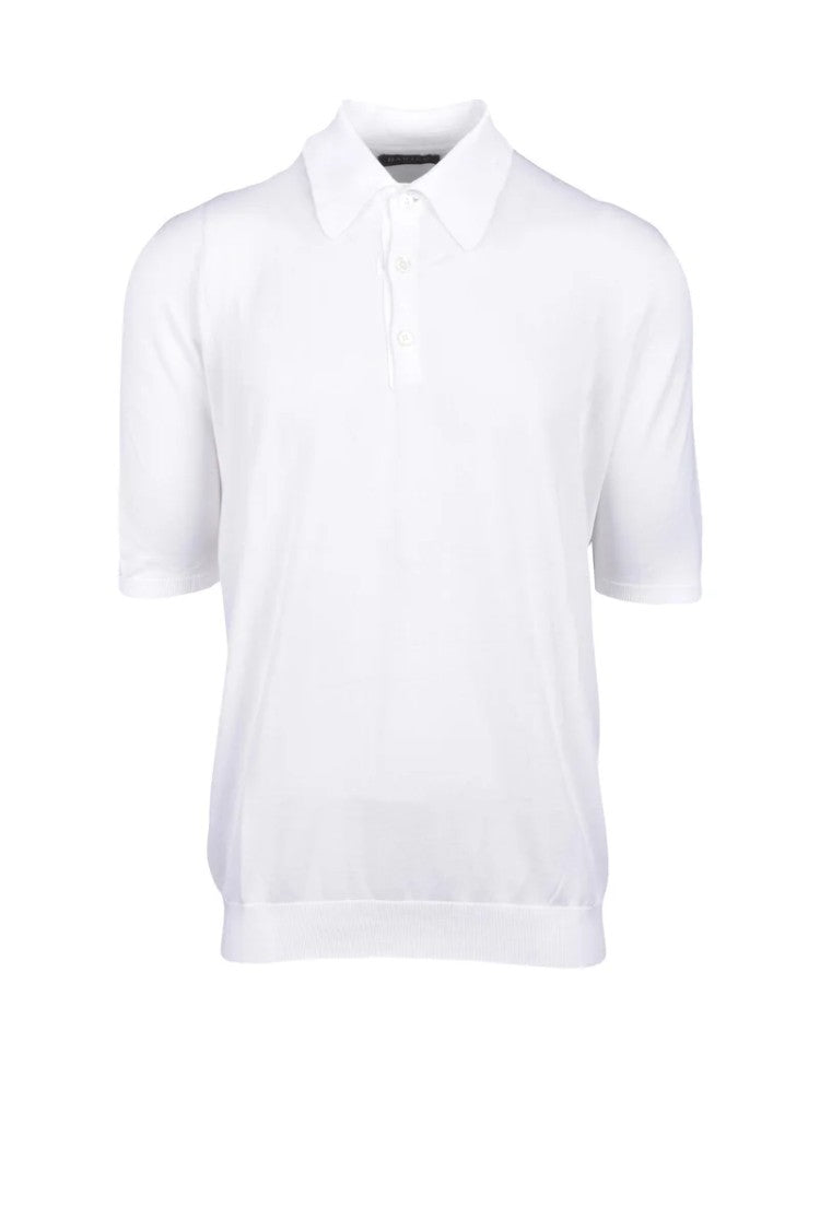 Hawico White Knit Cotton Polo Shirt