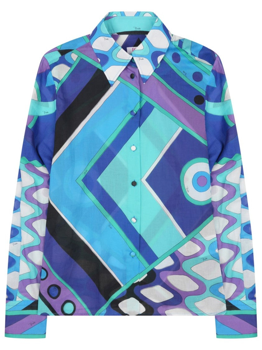 Pucci Long-Sleeved Geometric Print Silk Shirt