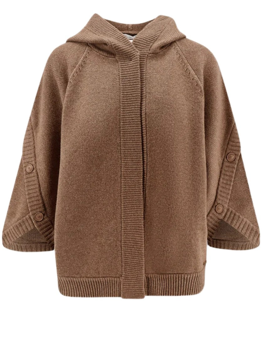 Max Mara Slightly Oversized Hooded Cardigan With Horn Details