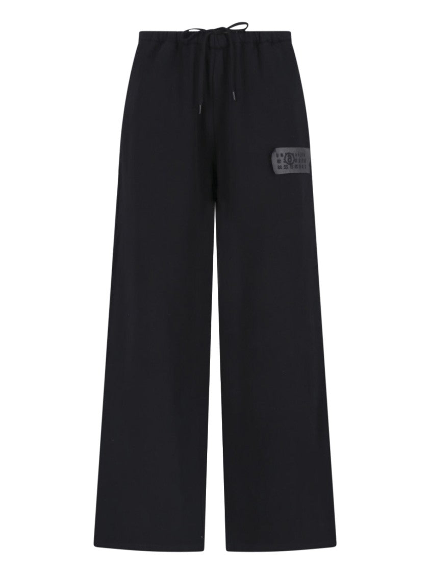 Mm6 By Maison Margiela Black Wide-Leg Drawstring Patch Trousers