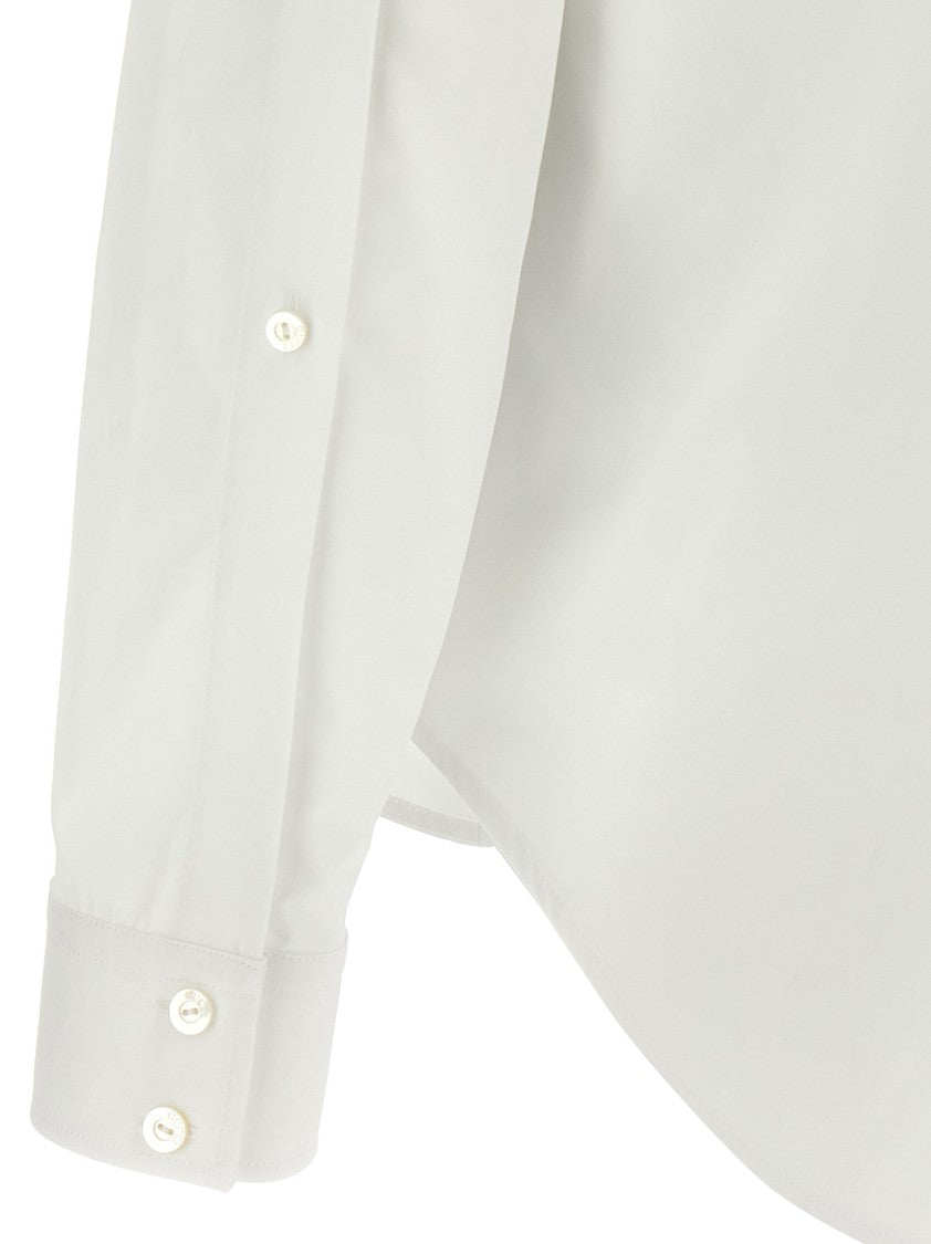 Gucci Pointed Collar Cotton Poplin Shirt With Knotted Webbing
