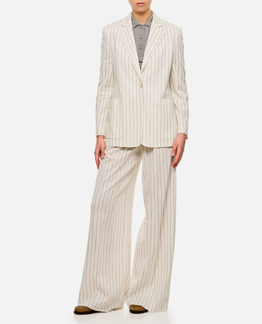 Max Mara Beige Vertical Striped Tailored Jacket