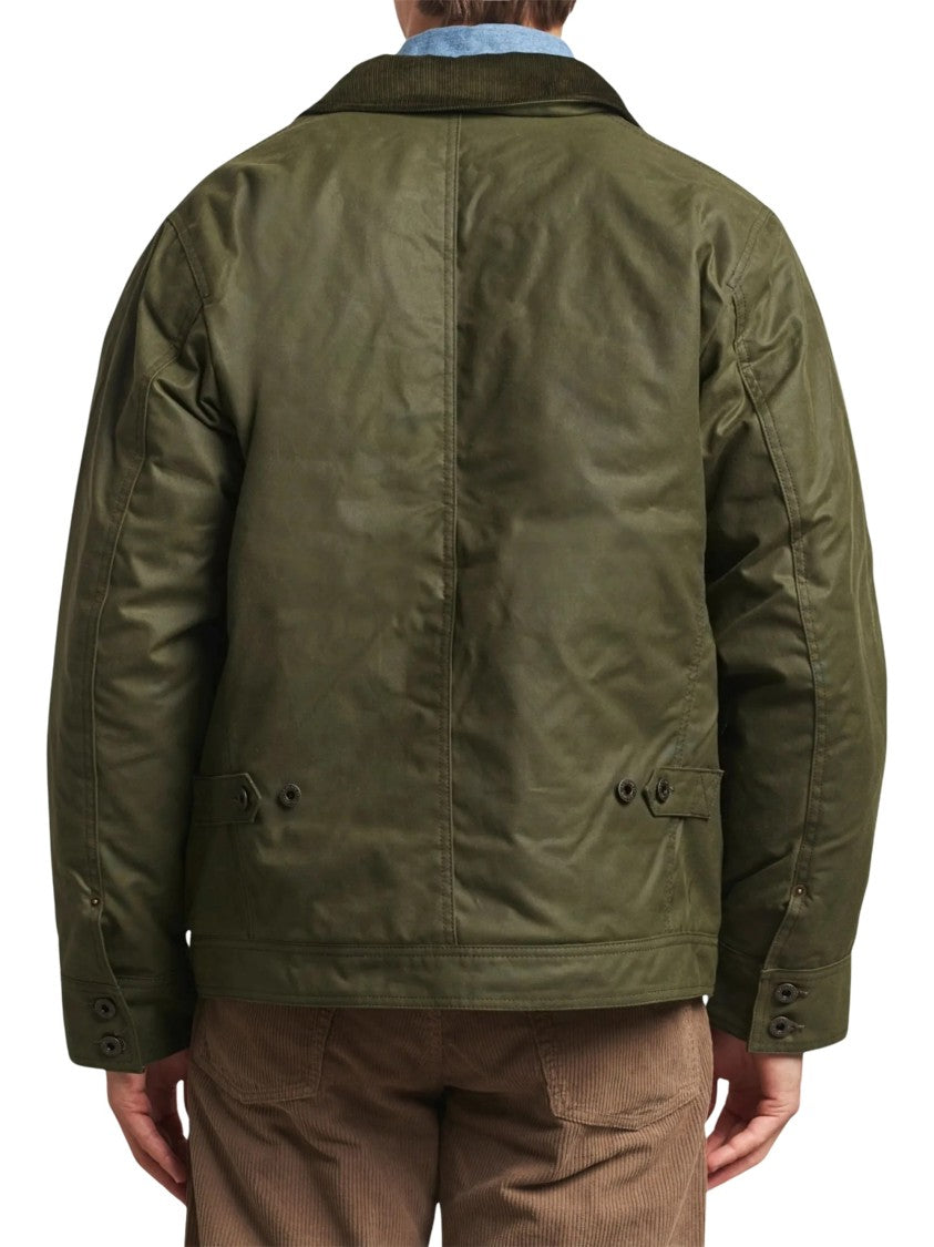 Filson Olive Green Journeyman Corduroy Collar Pocketed Jacket
