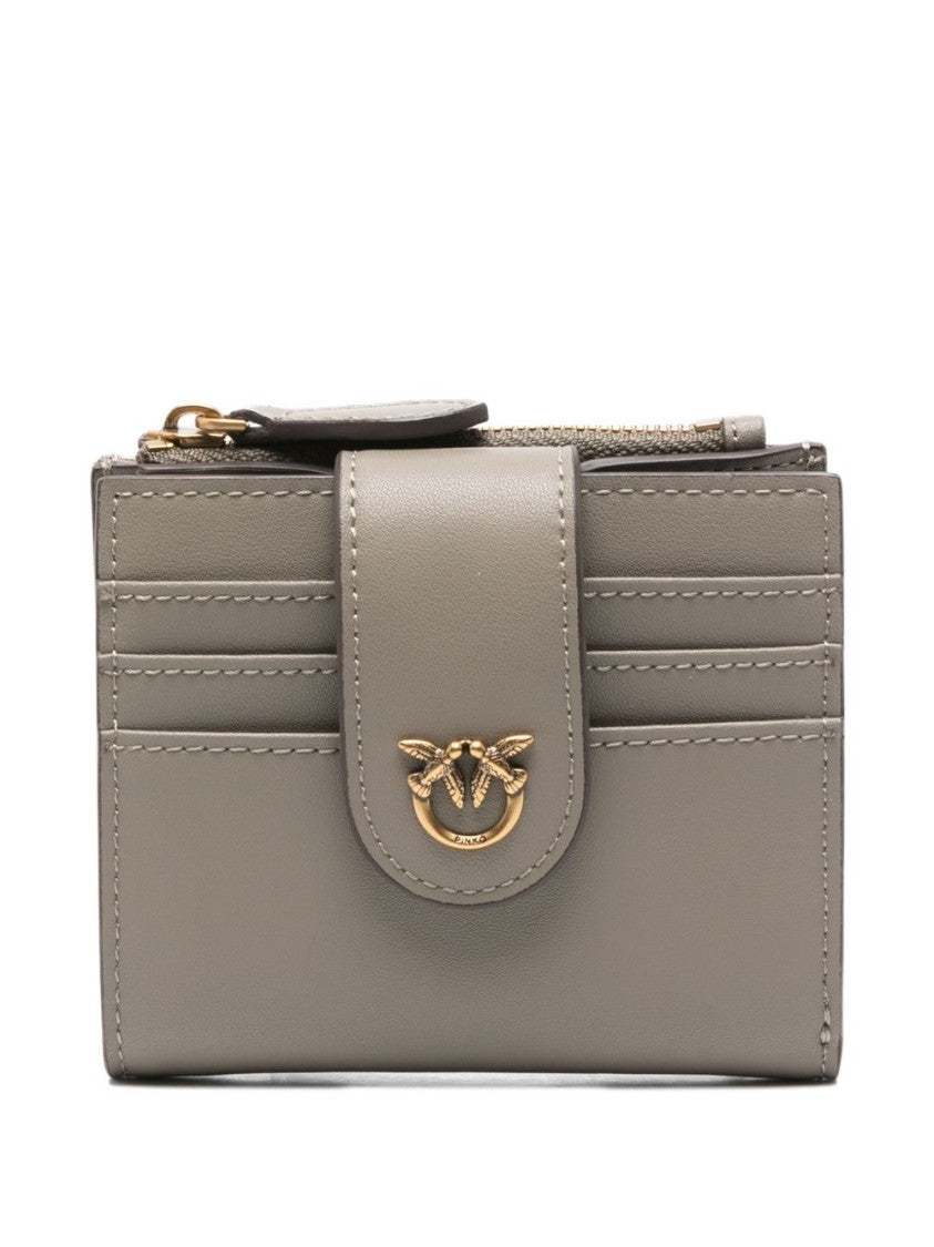 Pinko Beige Calfskin Wallet With Decorative Clasp
