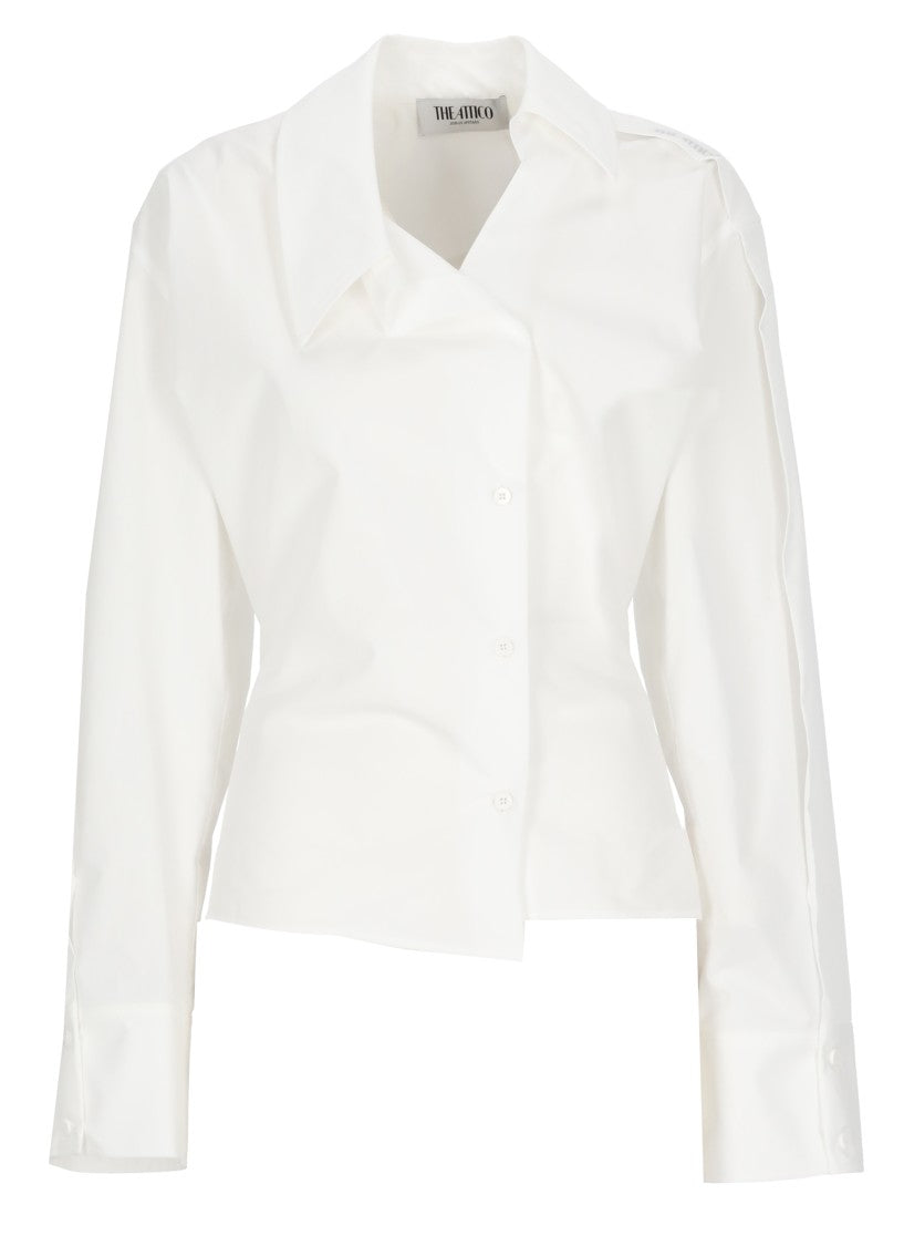 The Attico White Asymmetric Oversize Cotton Shirt