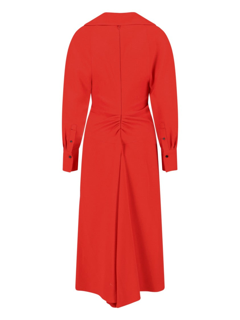 Victoria Beckham Shirt Midi Dress Red