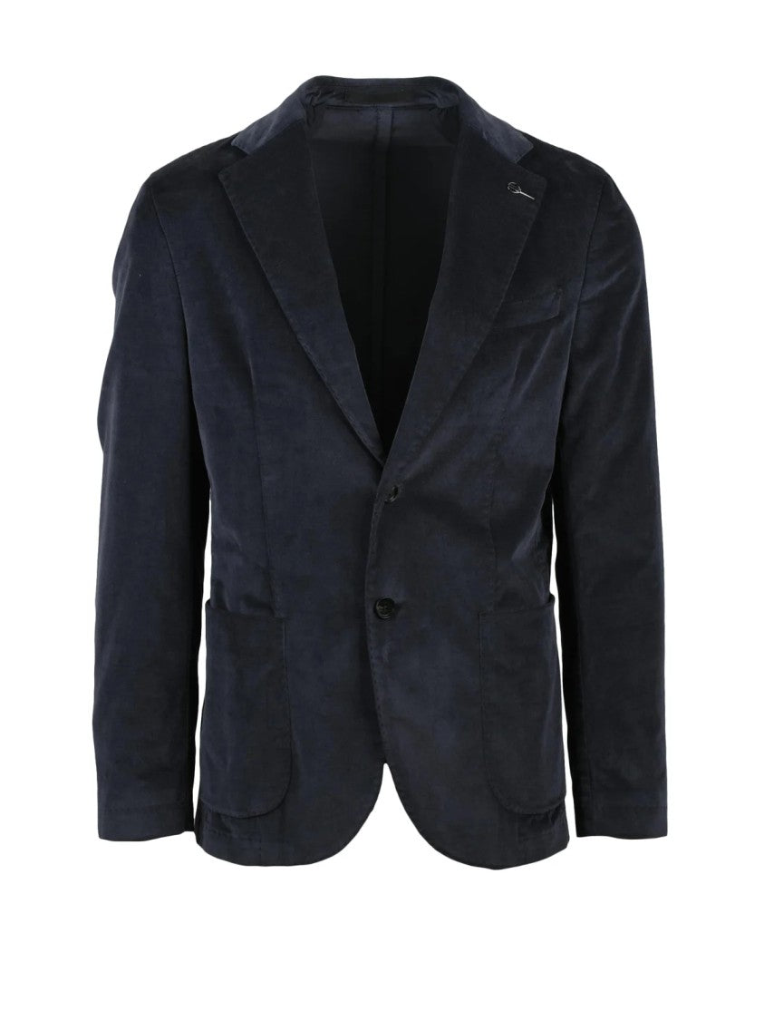 Paoloni Cotton Modal Velvet Jacket With Textured Finish And Button Closure