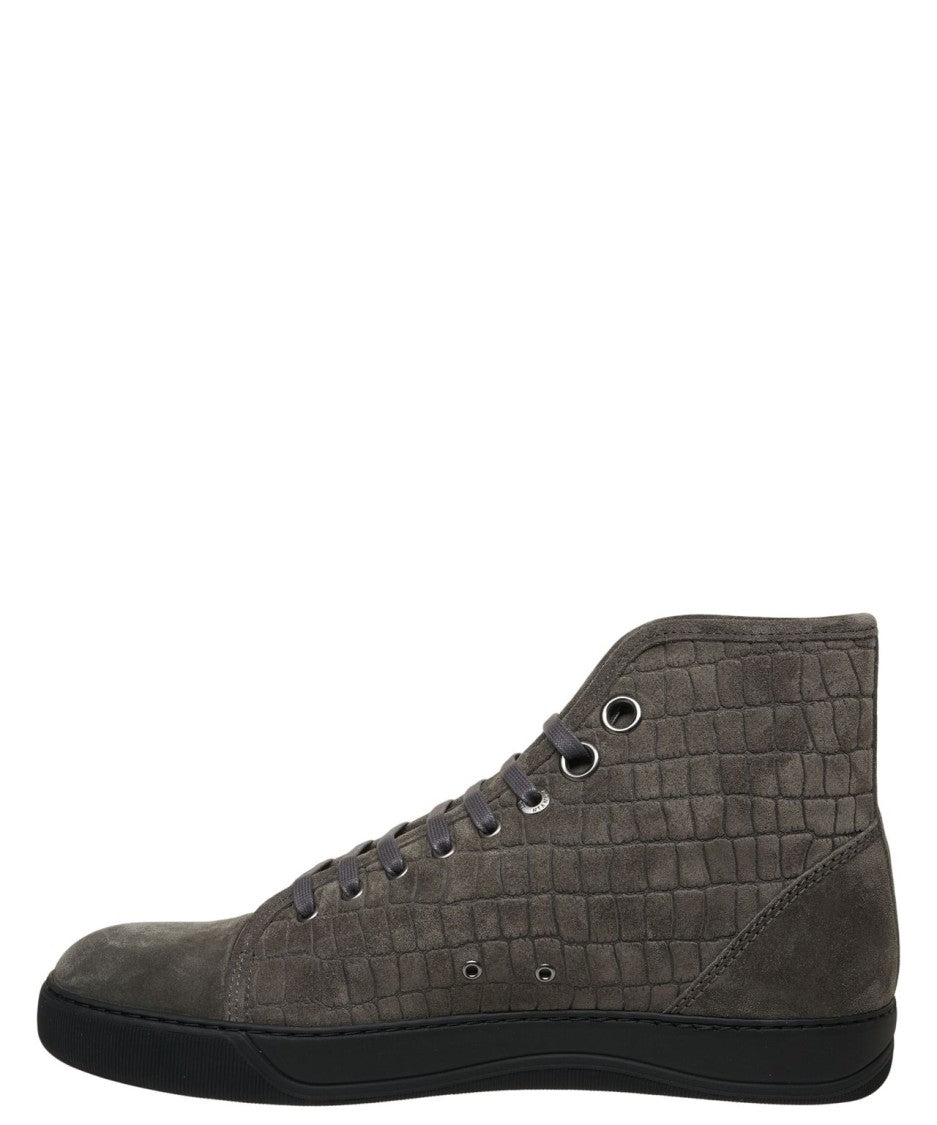Lanvin Textured High-Top Sneakers In Suede Blend