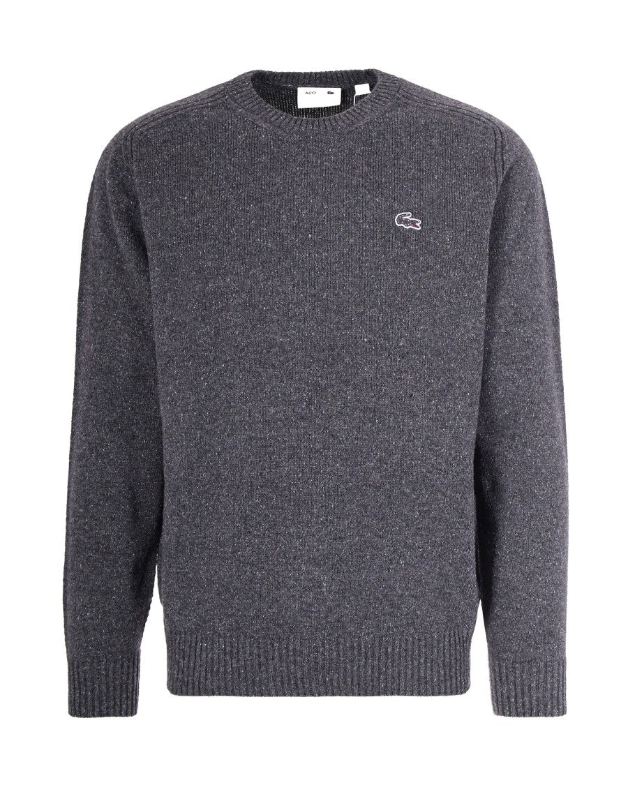 Lacoste Textured Grey Crew Neck Sweater