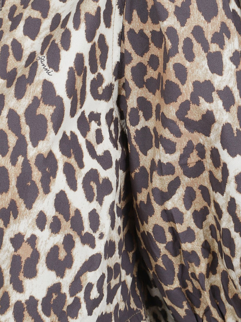 Ganni Leopard Print Organic Cotton Mini Dress