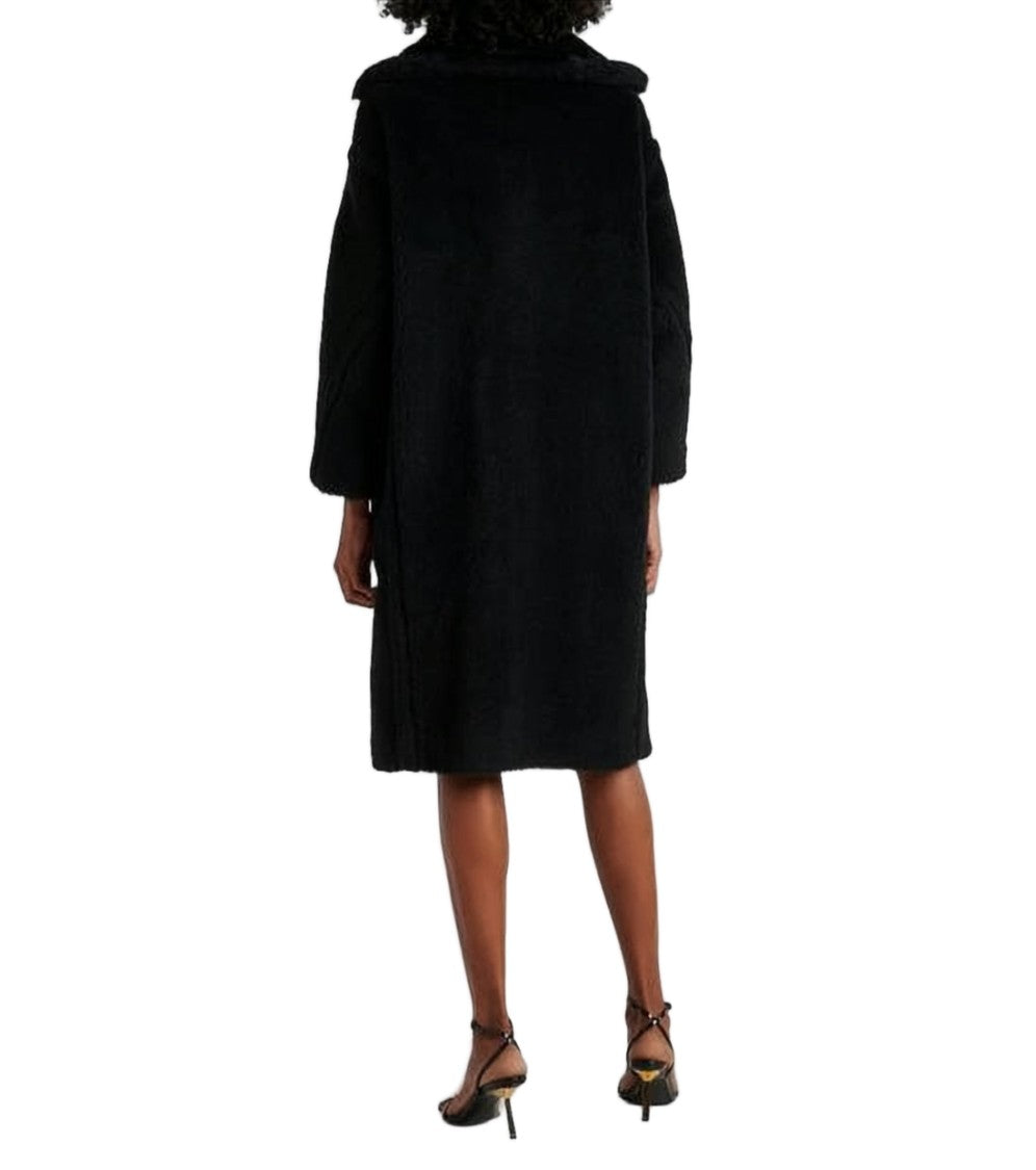 Max Mara Plush Textured Long Coat With Notched Collar
