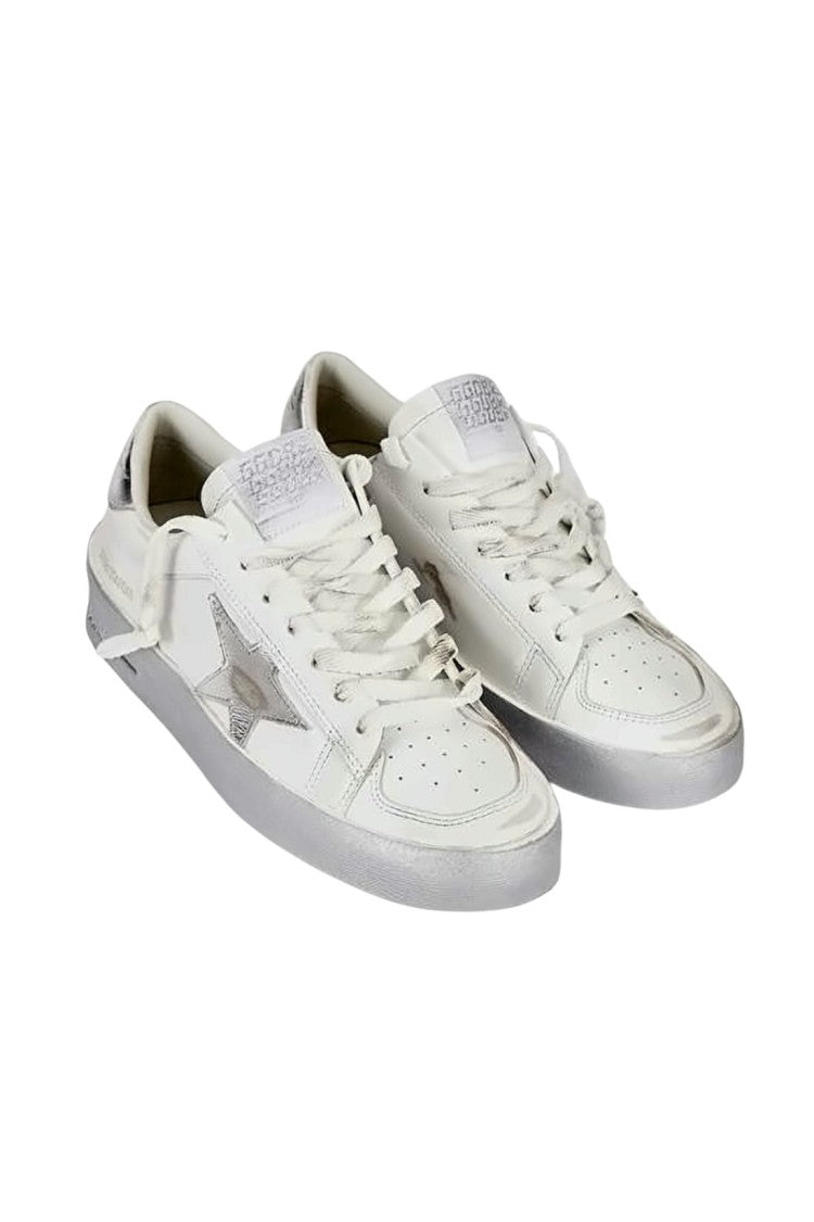Golden Goose Low-Top Sneakers With Metallic Silver Star