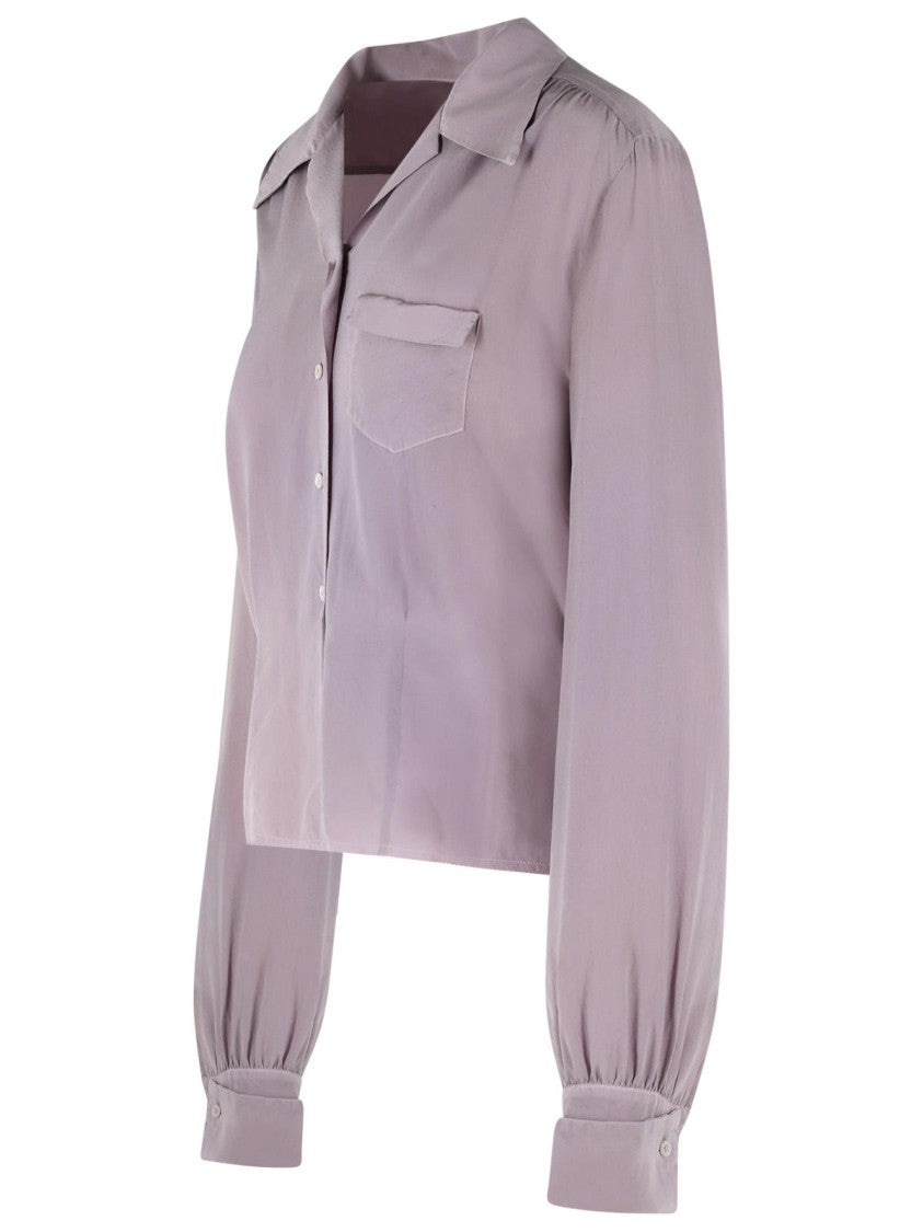 Maison Margiela Lilac Long-Sleeved Silk Shirt