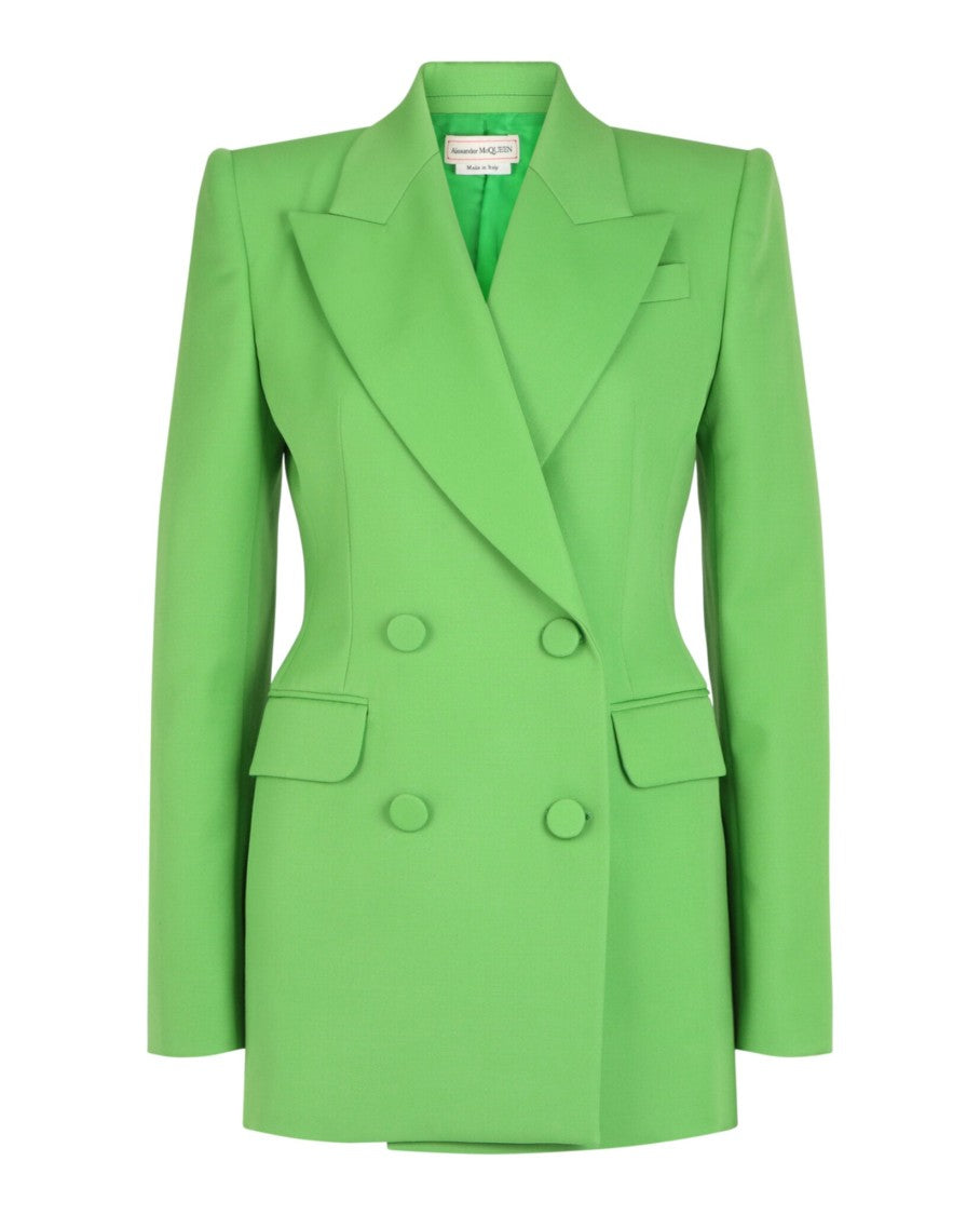 Alexander Mcqueen Double-Breasted Fitted Blazer With Peaked Lapels And Flap Pockets