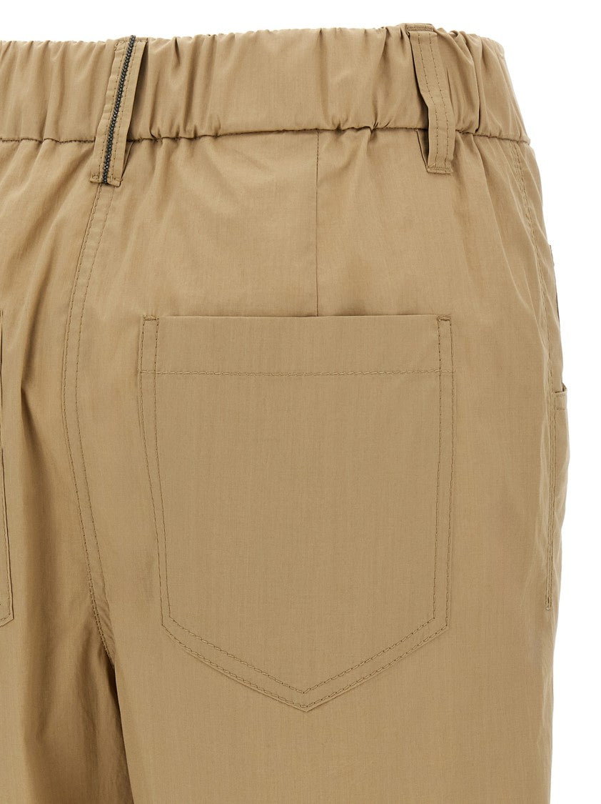 Brunello Cucinelli Light Cotton Trousers With Elegant Pleats