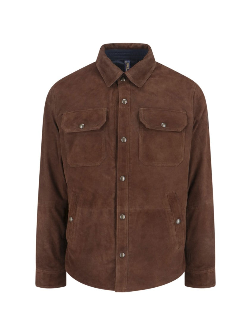 Polo Ralph Lauren Structured Brown Jacket With Front Zipper Closure