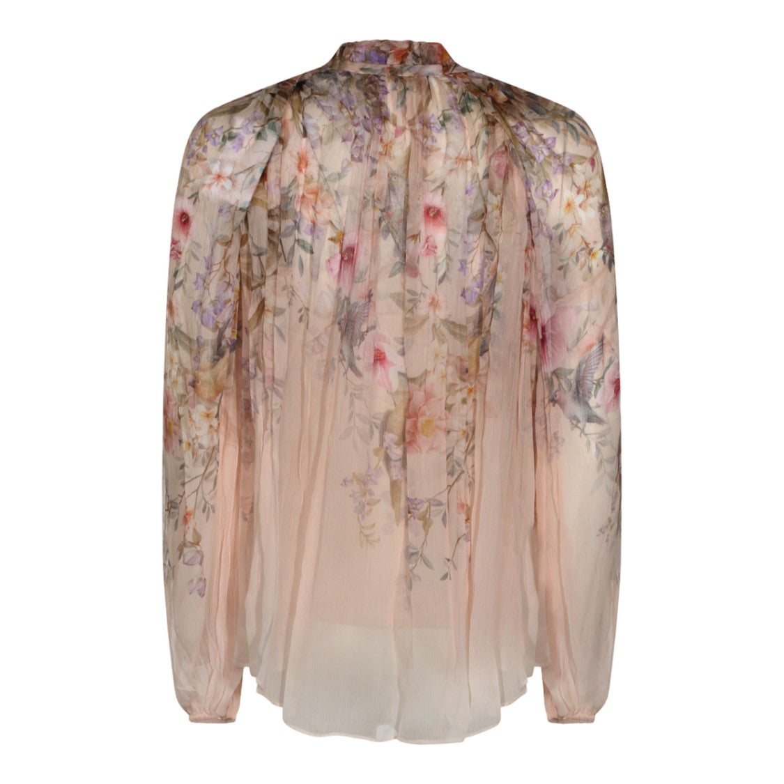 Zimmermann Sheer Floral Blouse With Billowy Sleeves