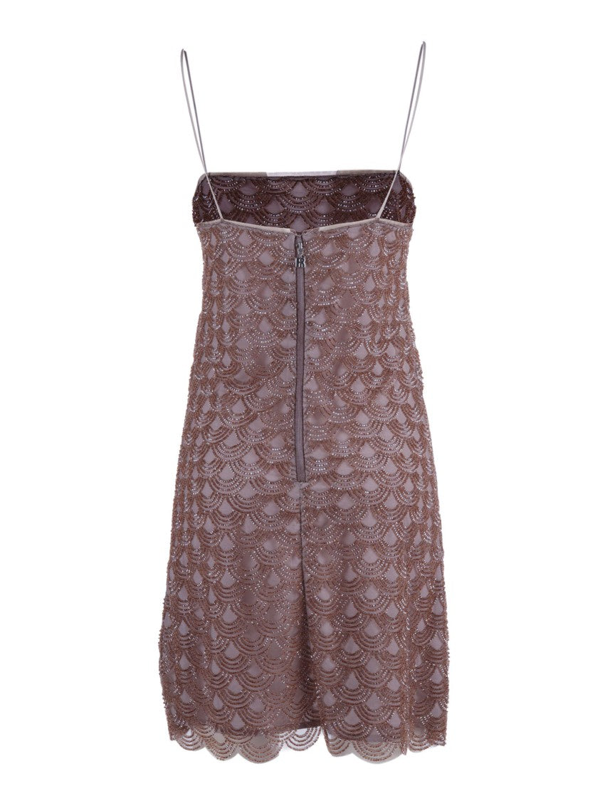 Rotate Grey Gull Scalloped Sequin Mini Dress