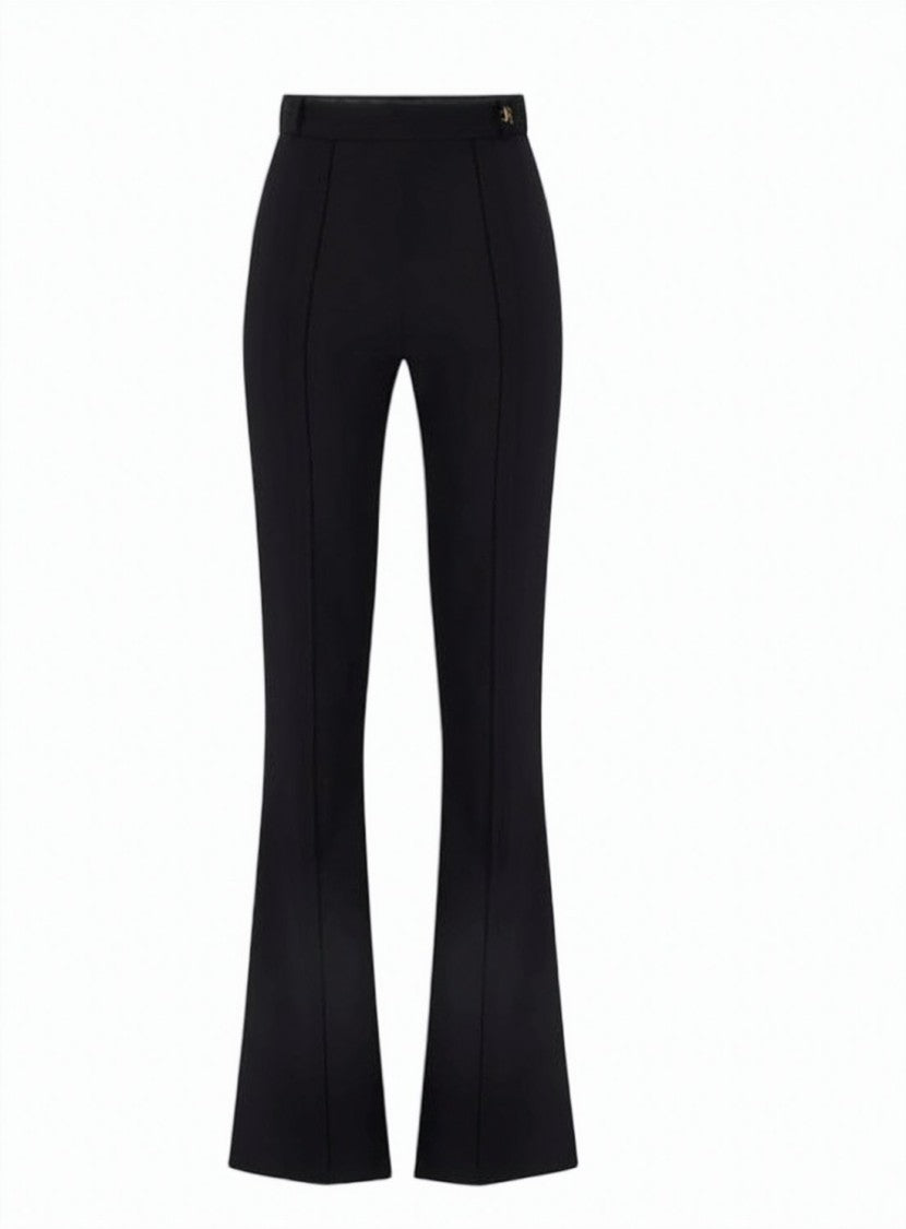 Elisabetta Franchi Stretch Crepe Logo Detail Trousers