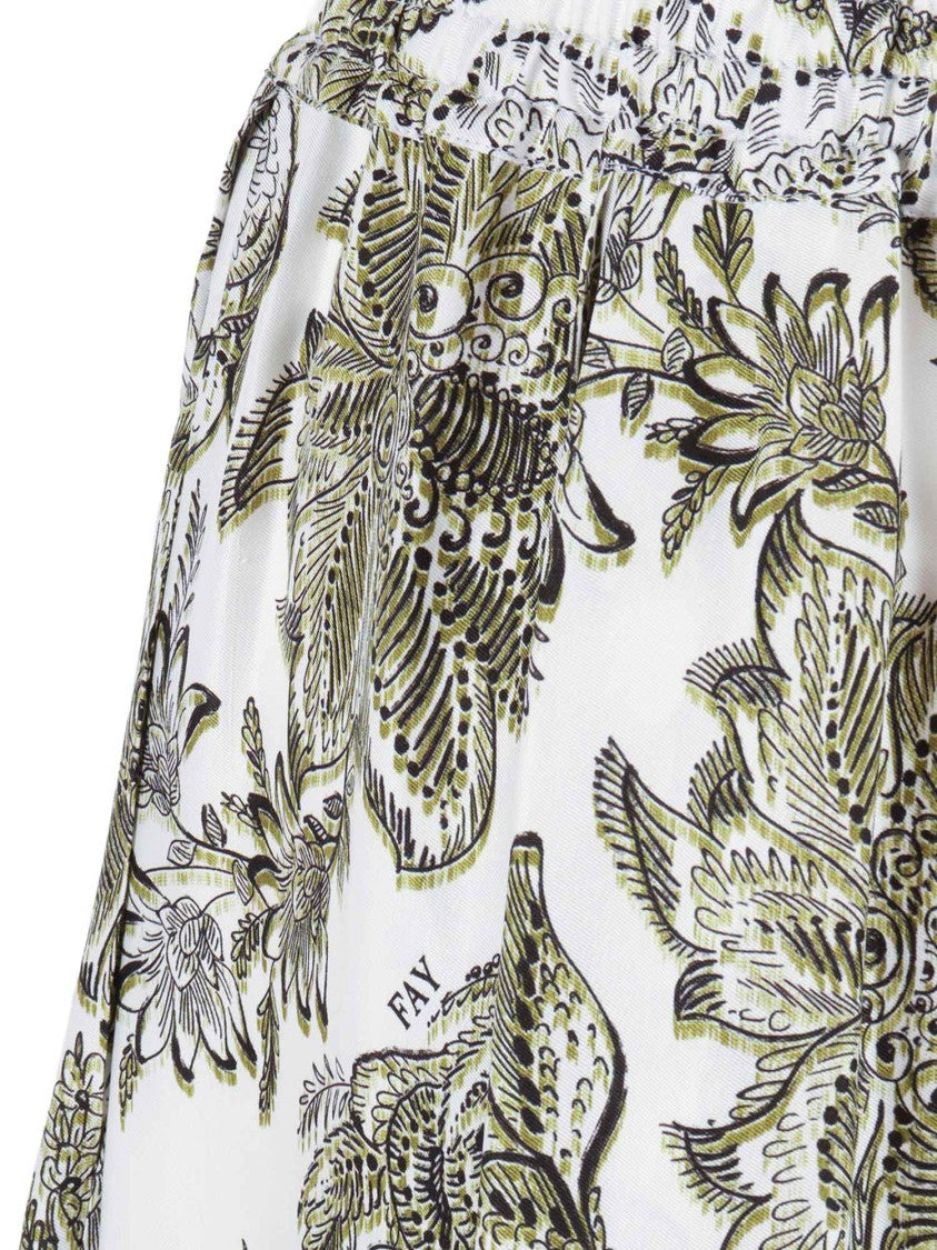Fay Floral Print Elastic Long Skirt