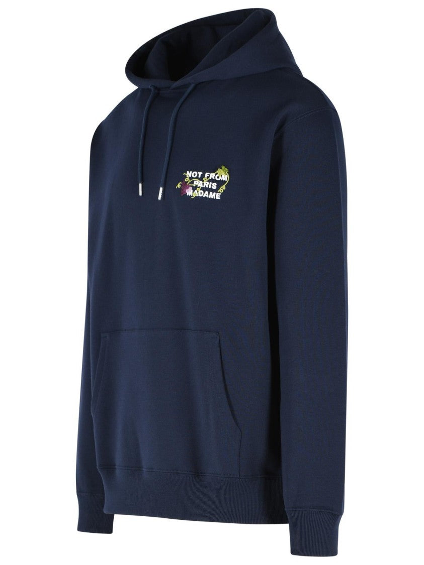 Drôle De Monsieur 'Vine Slogan' Navy Cotton Sweatshirt