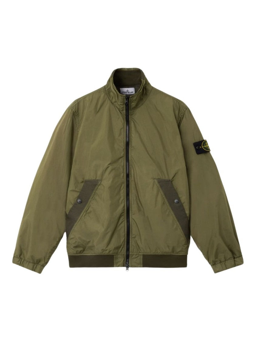 Stone Island Military Green Jacket With High Collar