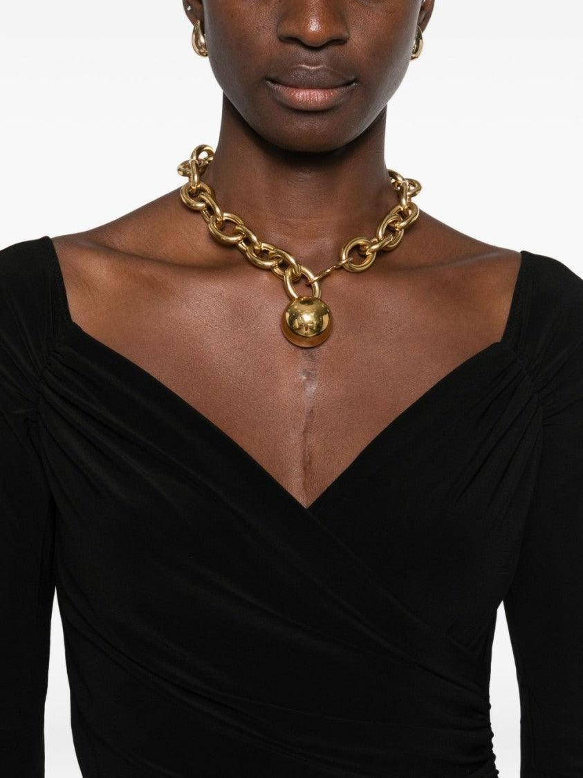 Norma Kamali Draped Black Bodysuit Top With Deep V-Neckline