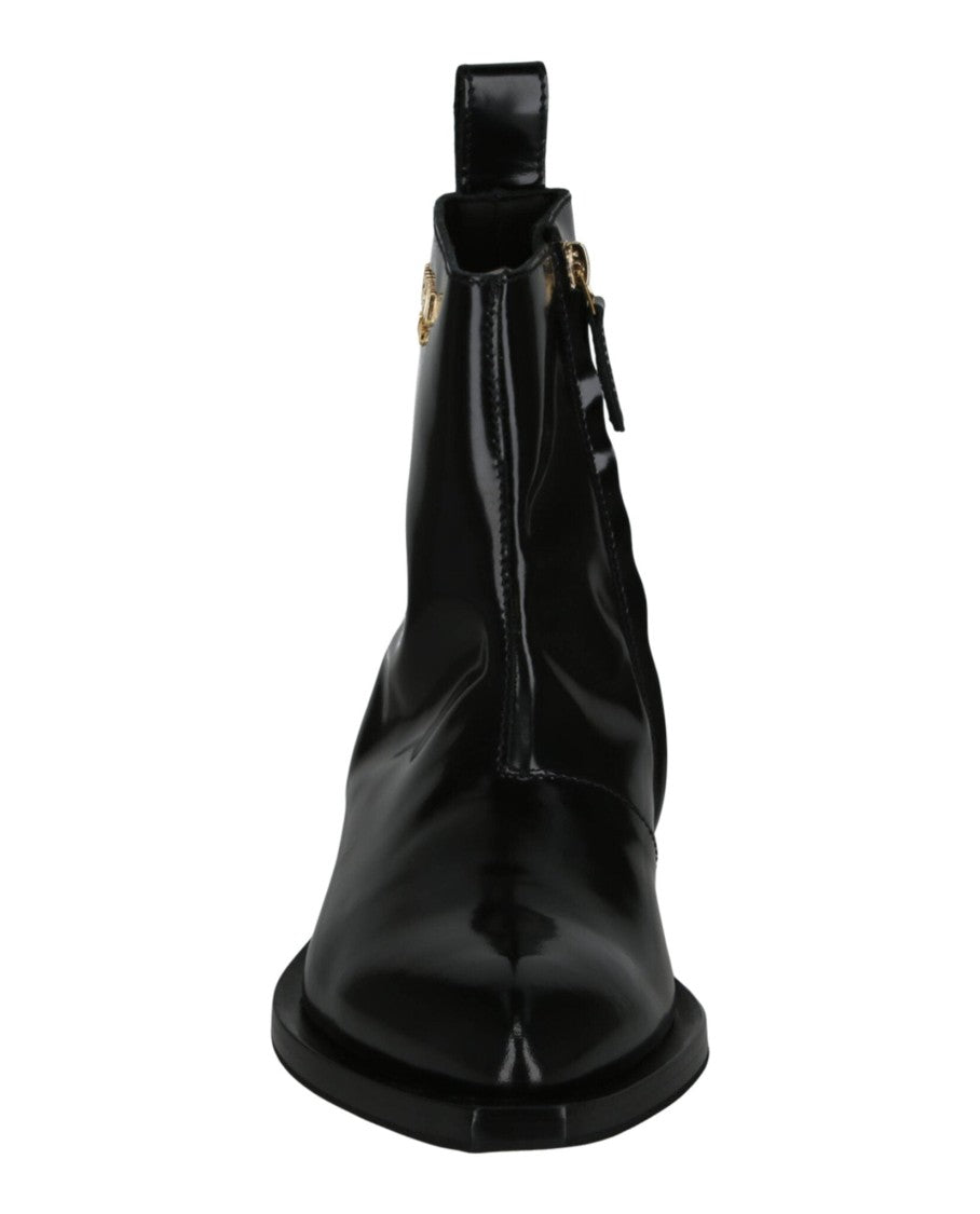 Moschino Gold Lettering Logo Ankle Boots