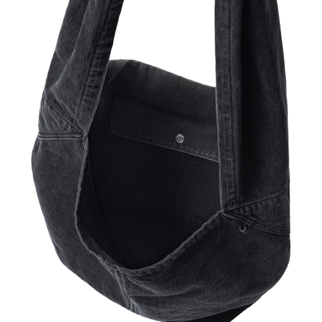 Solid Homme Structured Cotton Denim Shoulder Bag With Embroidered Logo