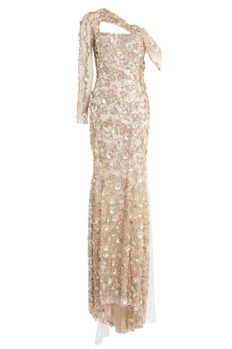 Saiid Kobeisy Tulle One-Shoulder Sleeve, Dress