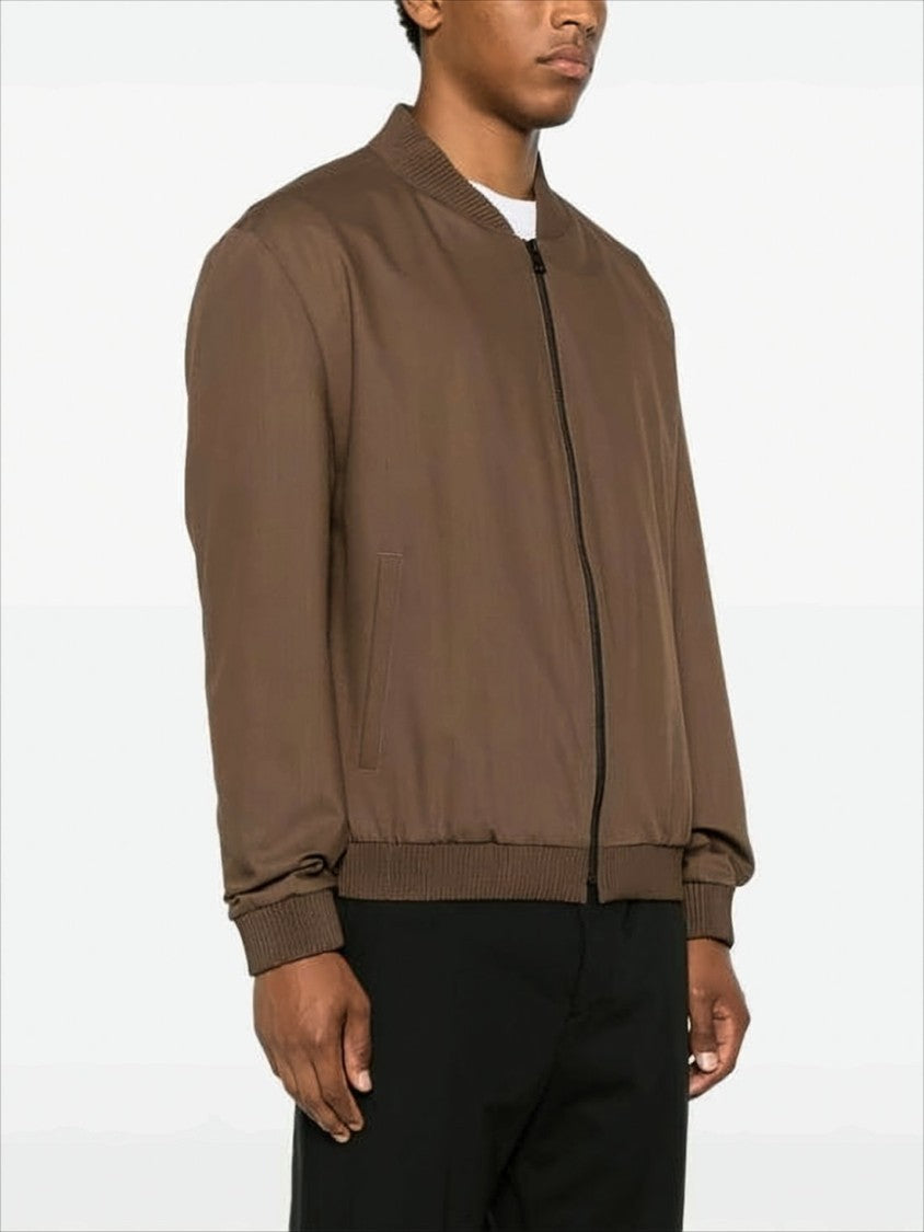 Hugo Boss Brown Wool-Blend Bomber Jacket By Hugo Boss