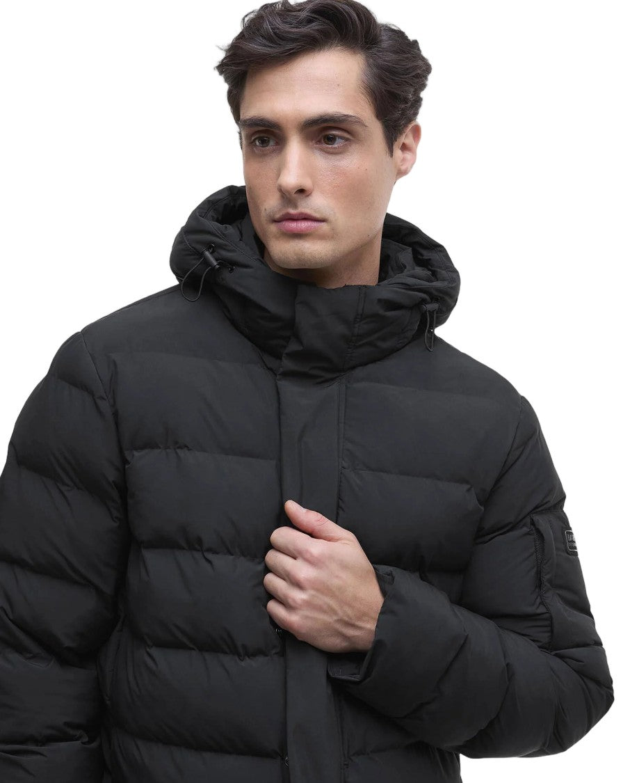 Barbour Contemporary Leather Puffer Jacket With High Collar